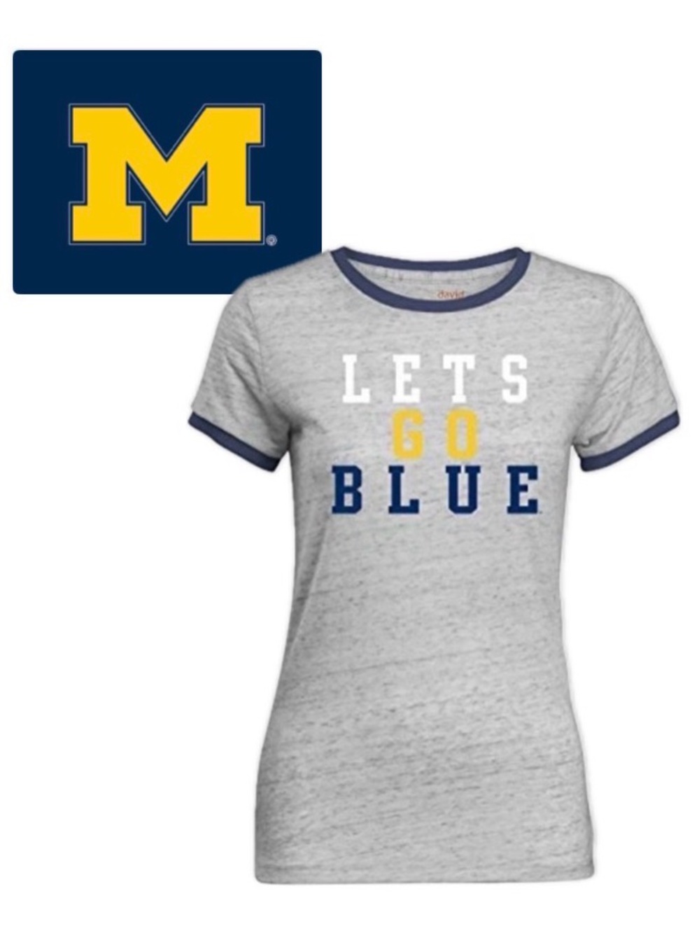 NWT [camp david] Michigan Wolverines NCAA Go Blue Short Cap Sleeve Tee Women’s S - Picture 2 of 10